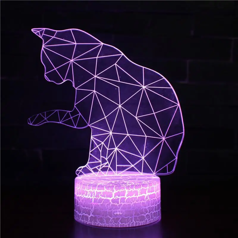 Кот Usb Led 3d светильник Детская комната Собака банк питания 3d Светодиодная лампа светильник для детской комнаты детская комната украшение 3D ночной Светильник - Испускаемый цвет: 7 color change