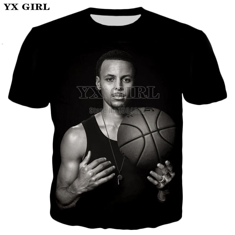 

Dropshipping New Mens Summer Casual Tees Superstar Stephen Curry 3d Printed T shirt Men Black T-shirt Short Sleeve O-neck Tops