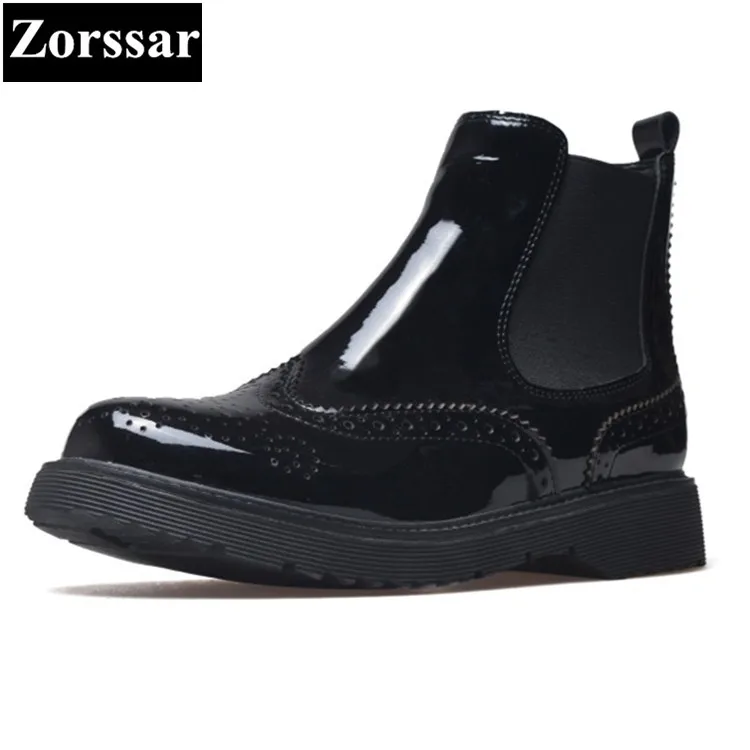 

{Zorssar} 2018 NEW Fashion Women Boots Leather Flat heel British style Chelsea ankle boots womens Martin boots female shoes