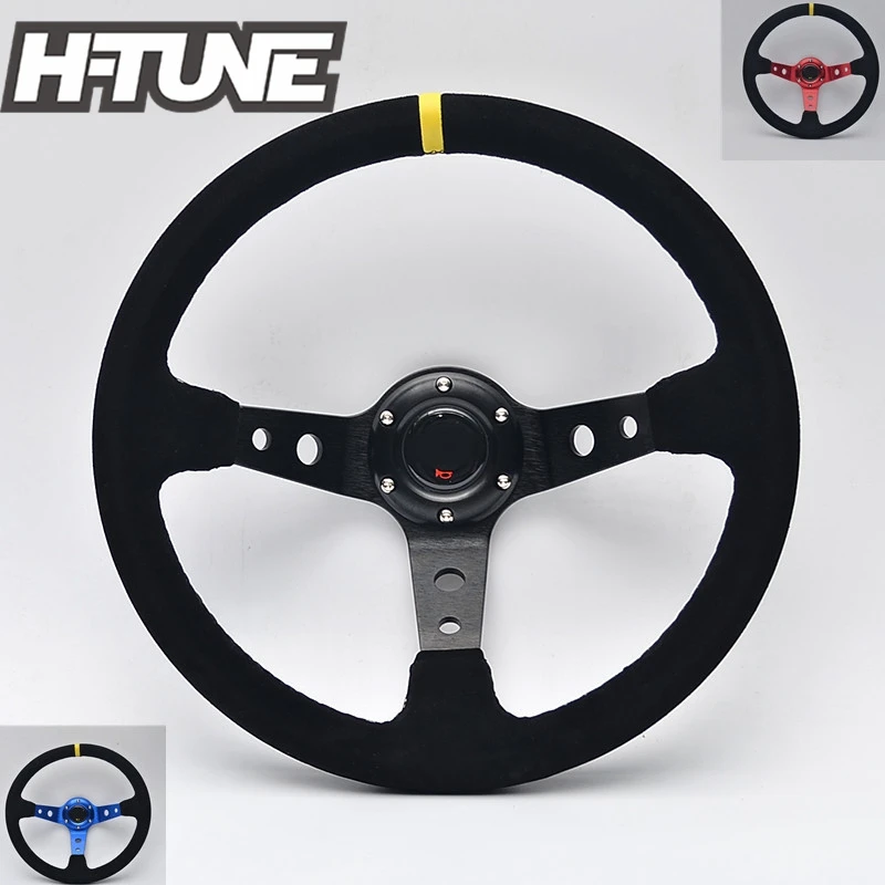 Buy H TUNE JDM 350mm BLACK/BLUE/RED OM Universal Suede