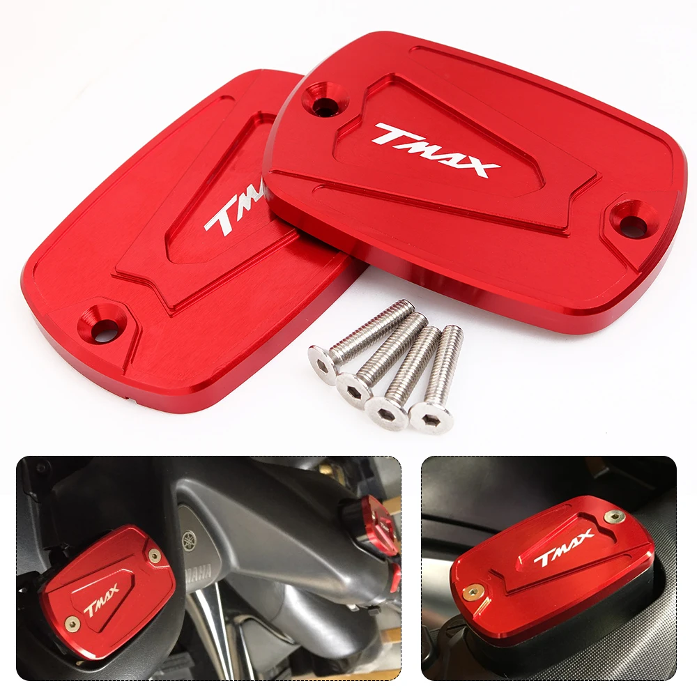 motorcycle with logo T-MAX Brake Fluid Fuel Reservoir Tank Cap Cover for yamaha tmax 530 2012-2015 t max 500 2008-2011 moto bike cnc motorcycle front brake fluid reservoir cap cover for yamaha t max 530 500 tmax530 xp530 2012 2016 tmax500 xp500 2008 2011