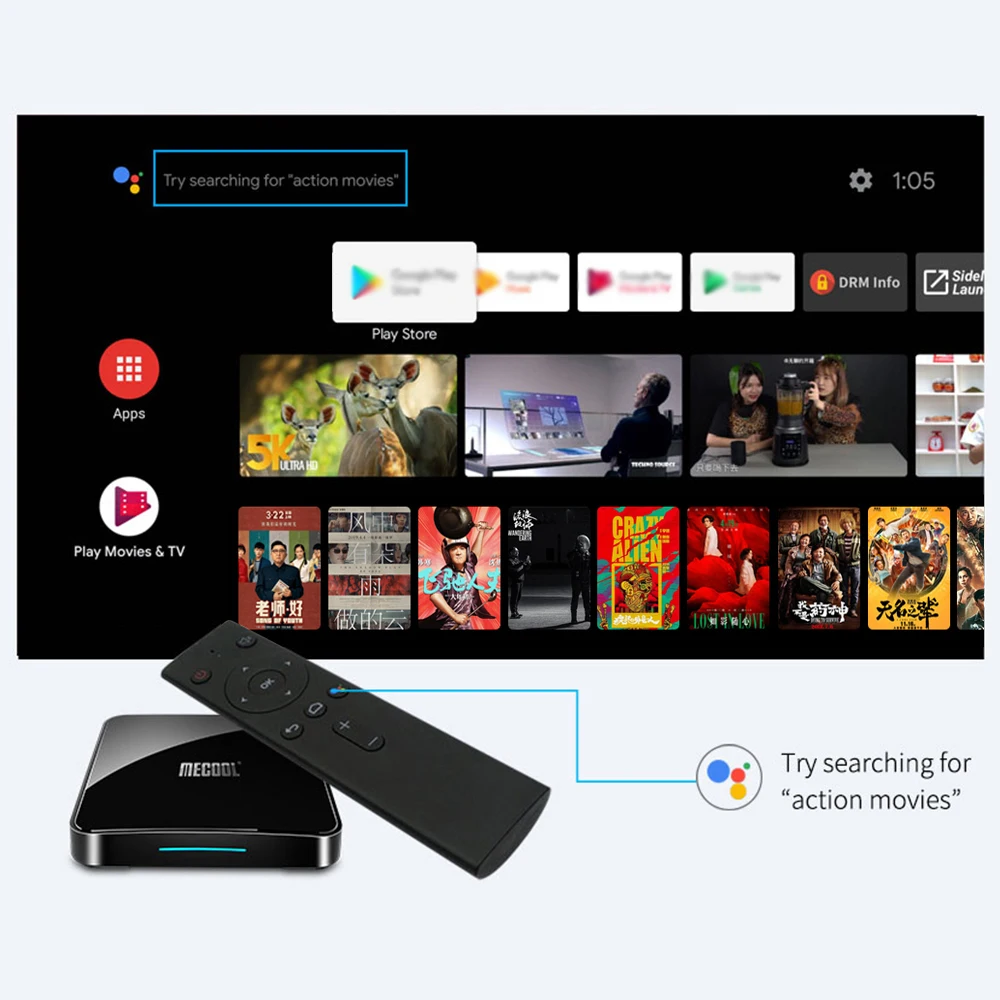 ТВ приставка MECOOL KM3 ATV Android tv Google Certified 9 0 4GB64GB Amlogic S905X2 4K 2.4G5G Dual Wifi TV Box BT 4
