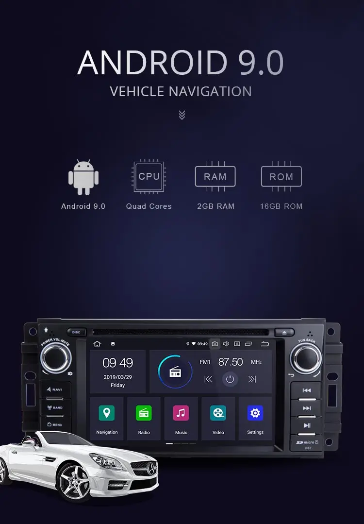 Best JDASTON Android 9.0 Car DVD Player For Jeep Cherokee 2009 2008 2010 Wrangle Dodge Chrysler Sebring Multimedia 2Din Radio Stereo 1