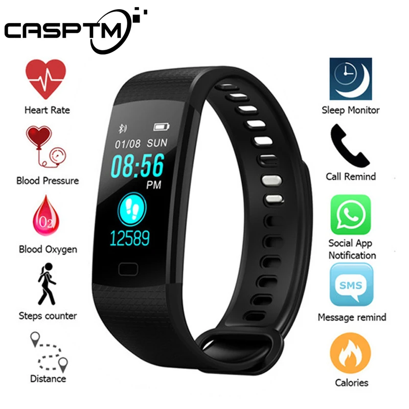 

Y5 Smart Wristband Sport Bracelet Heart Rate Monitor Blood Pressure Fitness Tracker Band For IOS Android Phones Touchpad Strap