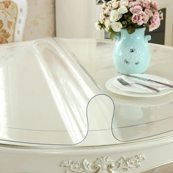 

Plastic Pvc Round Tablecloth Silicone Table Cloth Round Dining Table Cover Soft Glass Waterproof