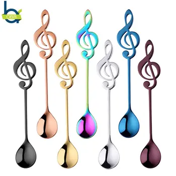 

OBR Stainless Steel Music Handle Spoon Espresso Tea Stirring Mixing Serving Spoon Ice Cream Coffee Scoop Kitchen Accessories