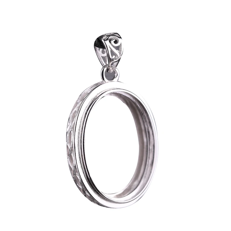 

925 Sterling Silver Women Engagement Wedding Pendant 17.5x24.7mm Oval Cabochon Semi Mount Pendant DIY Stone DIY Stone
