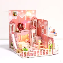 Кукольный дом мебели Diy Миниатюрный 3D деревянный Miniaturas кукольный домик игрушки для детей подарки на день рождения розовый номер DIY Кукольный дом