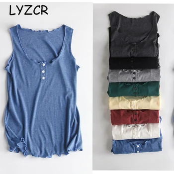 

Summer Knitted Tank Top Women Sexy Button Sleeveless Blouse For Women O Neck Ladies Tank Tops Female