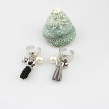 Cheap New Design Imitation Pearl Tassel Pendant Women Ring Vintage Crown Design Zinc Alloy Jewelry Accessory