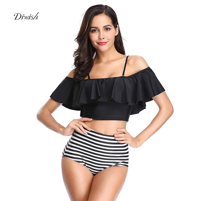 

Diwish Women Swimwear Sexy Women's Two Piece Swimsuit 2019 Buffle Bikini Print Separate Swimsuit Summer Beach Bathing Suit Women