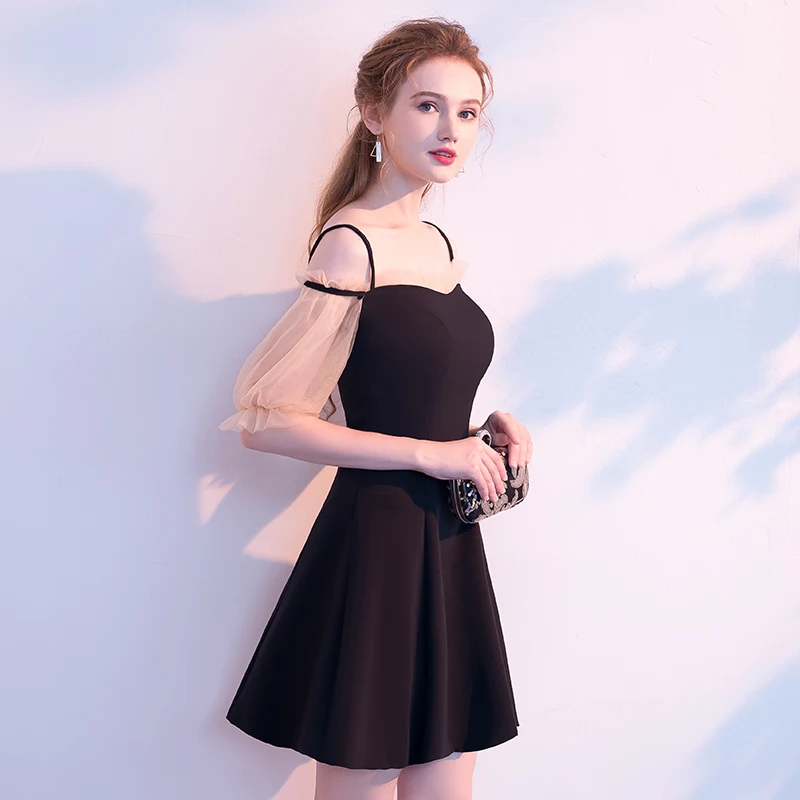 Черный для особых случаев студент платья пикантные Для женщин Vestidos De Festa Выпускной мини-платье без рукавов, красивые бальные платье, вечерний наряд