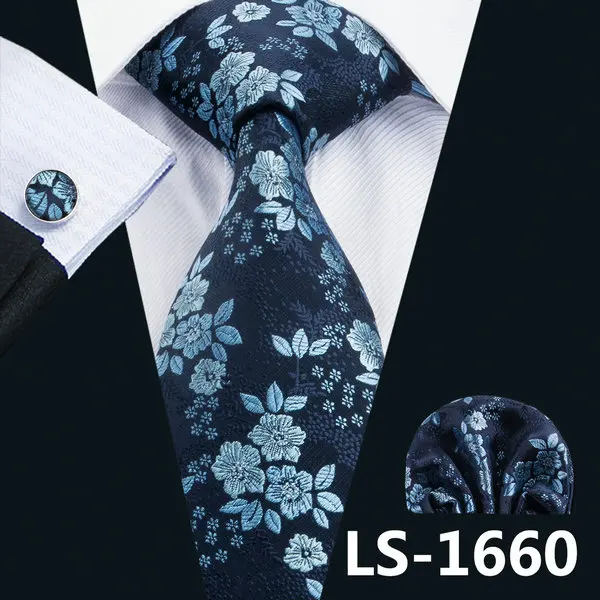 LS-1660 LS-1650 Barry. Wang Мужской Галстук Набор Шелковый Gravata фиолетовый клетчатый галстук носовой платок запонки для свадьбы бизнес вечеринки - Цвет: LS-1660