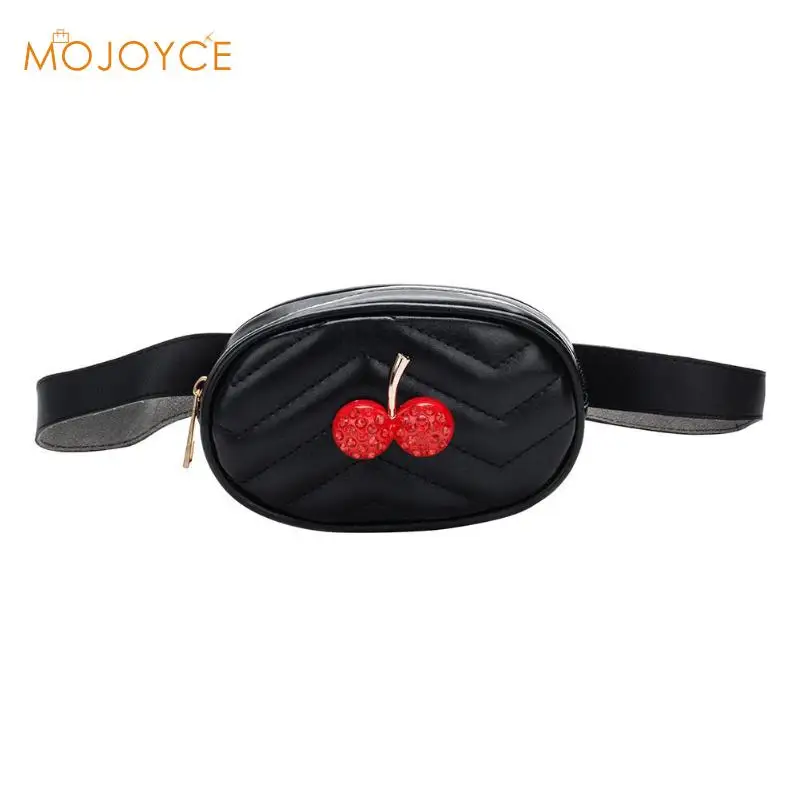 

Cute Cherry Decor Children Waist Bags Kids Mini Zipper Fanny Packs Fashion PU Leather Chest Shoulder Belt Bag for Girls 2018 New