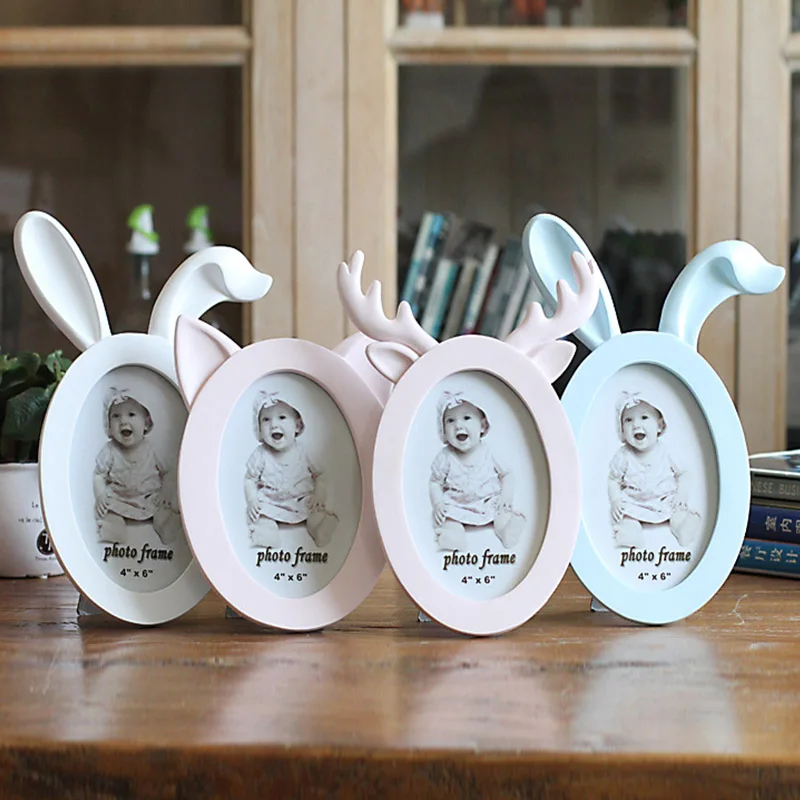 

6 inch Cute Resin Antlers Cat Rabbit Ears Frames Sweet Home Decor Table Photo Frame Bridal Baby Shower Wedding Favor Gifts