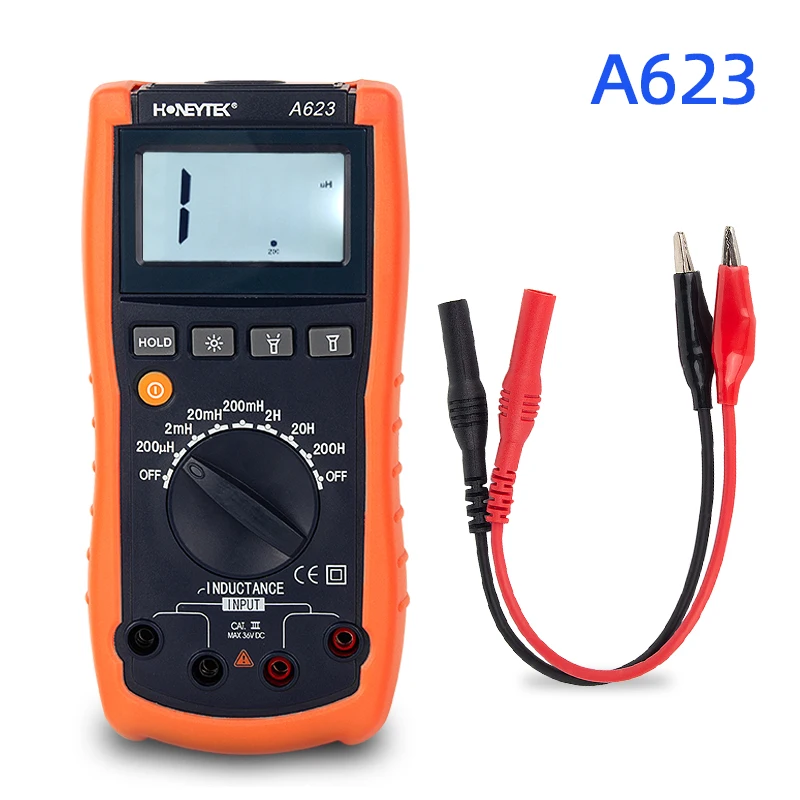 Honeytek Inductance meter multimeter with test leads Digital Display Auto Analog Multimeter Professional LCD Backlight A623