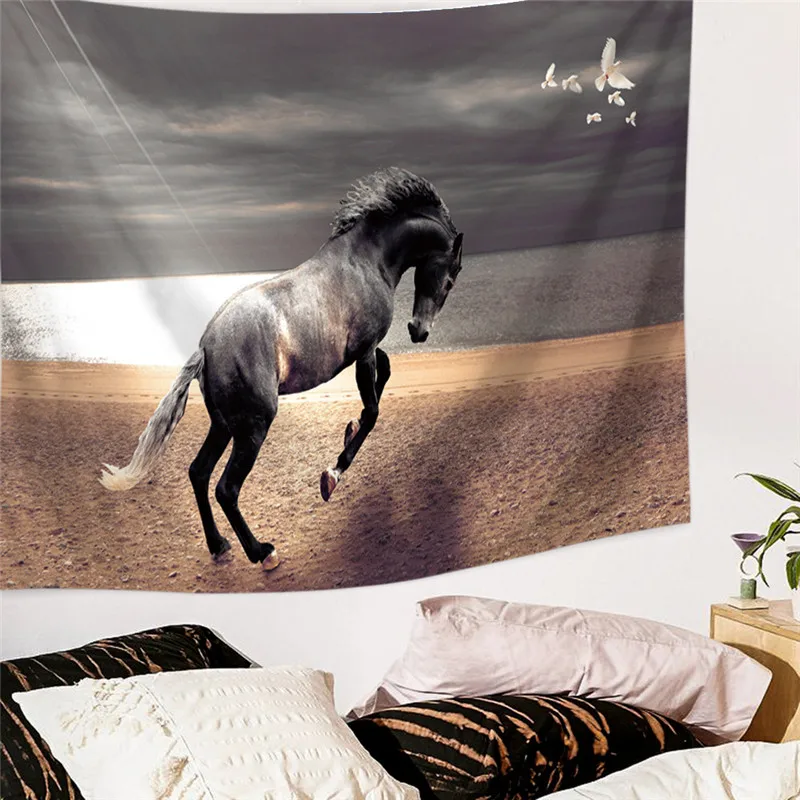 

3d Horse Printed Tapestry Home Decor Beach Cover Hippie Wall Hanging Tapestry Yoga Picnic Mat Beach Towel Blankets Bed Sheets