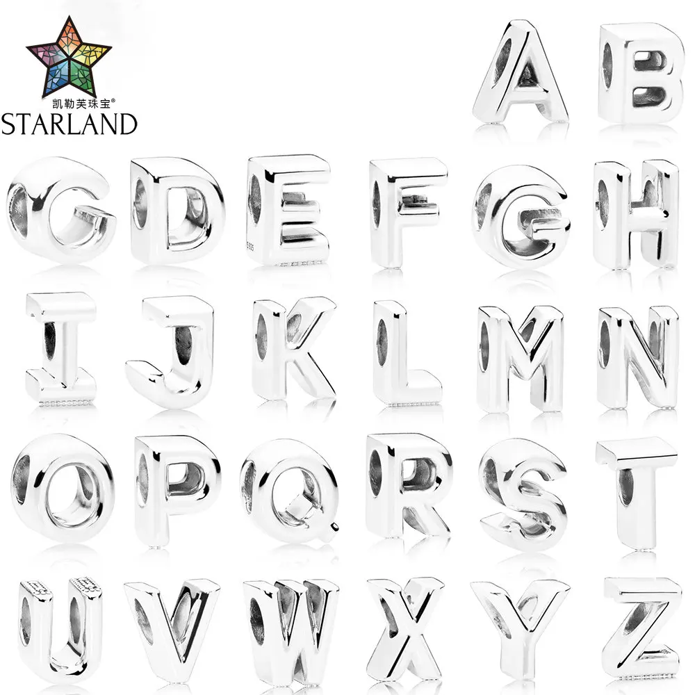 

XINHUI Wholesale Jewelry NEW Arrival 100% 925 Sterling Silvers 26 Letter A-Z CHARM Bead Fit Bracelet For Women DIY Party Gifts