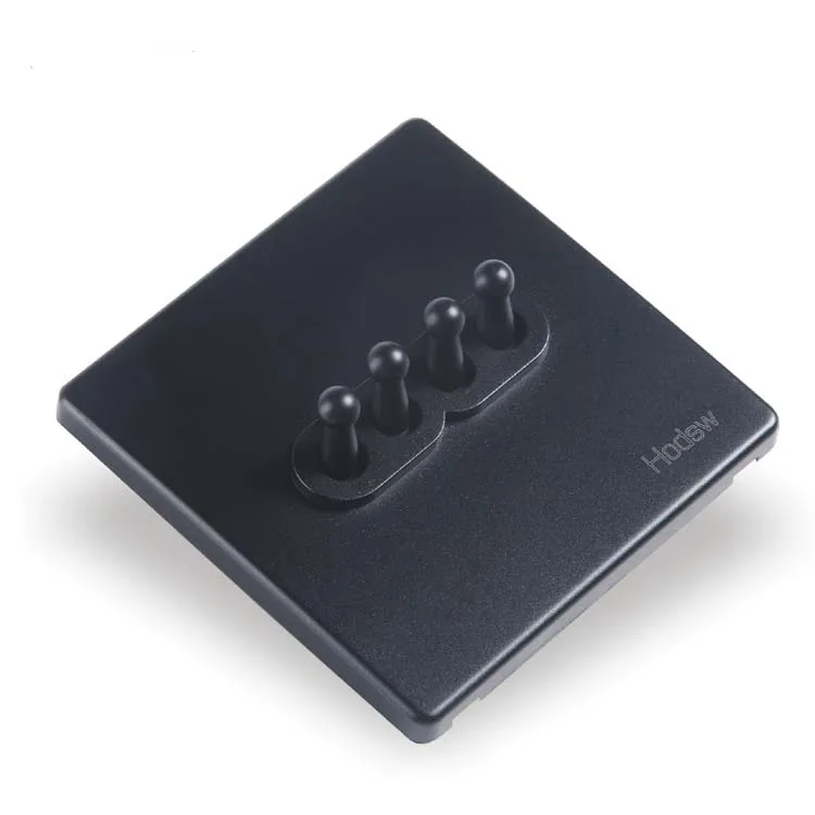 

Home Furnishing Wall Switch Socket, 86 Type Concealed Black Steel Frame, Four Open Double Control Switch, PC 220V 10A
