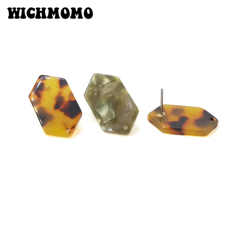 

2019 New 24*14mm 4PCS High Quality Acetic Acid Resin Hexagon Smooth Earring Base Connectors Linkers for DIY Earring Accessories