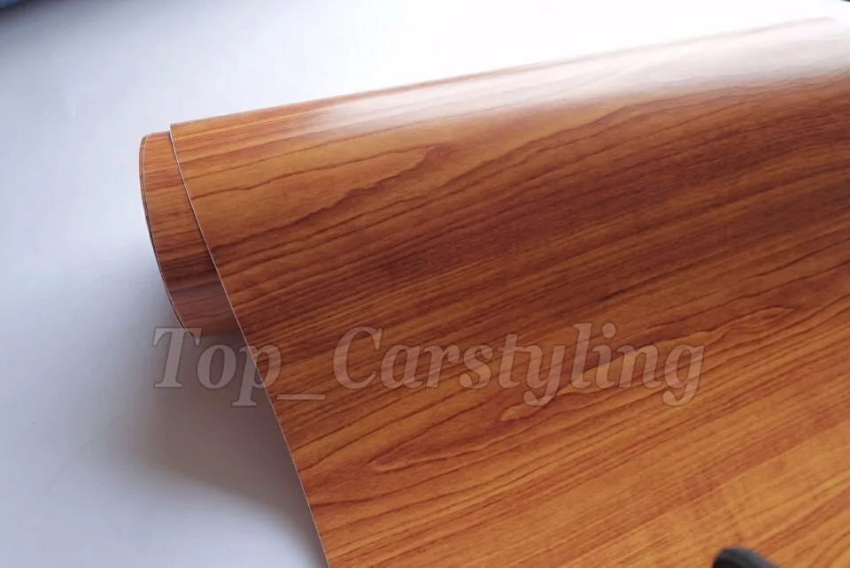 brown woodgrain dark car wood vinyl wrapping film with air free (7)