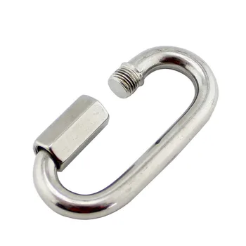 

Stainless Steel Chain Quick Link Marine Oval Thread Carabiner Chain Connector Keychain Buckle Locking Carabiner