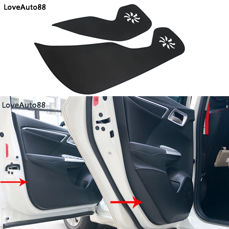 

Car Door Leather Protector Pad Door Plank Anti Kick Pad Anti-dirty Mat Cover Sticker For Honda Fit Jazz 2014 2015 2016 2017 2018