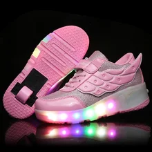 New 2016 Brands Child Heelys Fashion Girls Boys LED Light Heelys Roller Skate Shoes For Children Kids Sneakers With Wheels pink