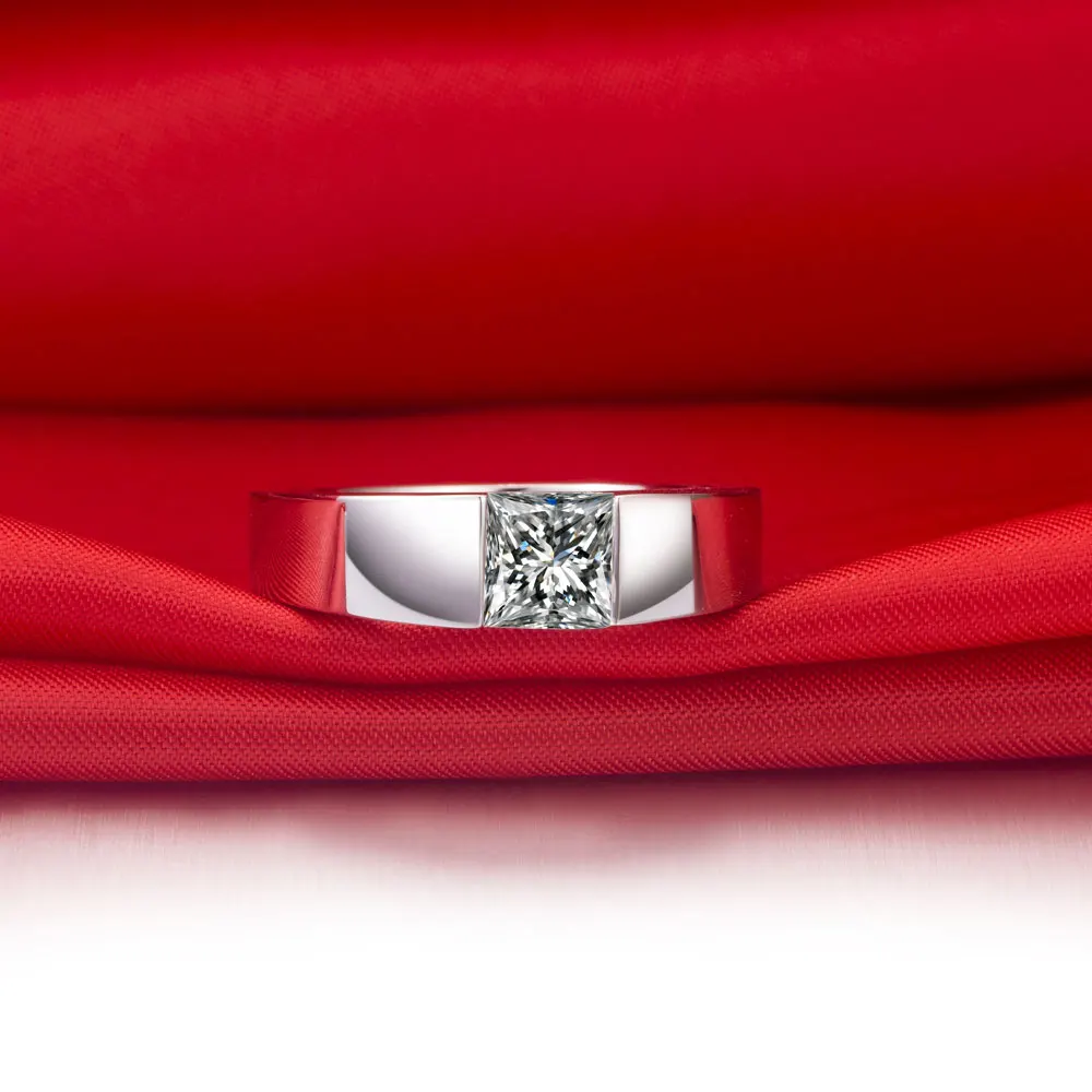 BONZER бренд State мужчины t 1CT Принцесса cut синтетические Бриллианты мужские кольца винтажные Плавающие Подвески мужское обручальное кольцо ювелирные изделия