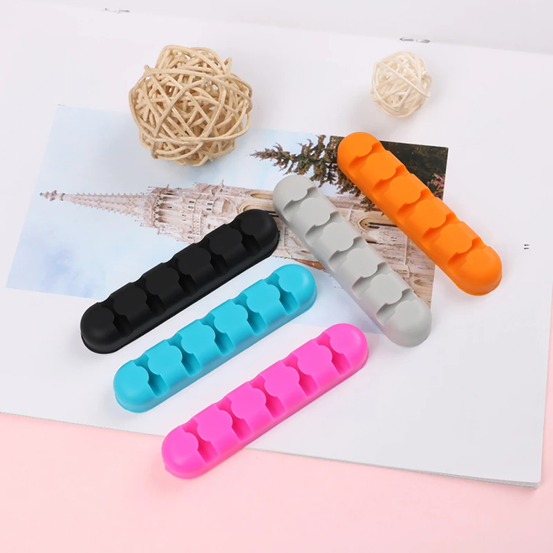 5 Holes Cable Winder Earphone Cable Organizer Wire Storage Silicon Charger Cable Holder Clips For MP3 MP4 Mouse Earphone