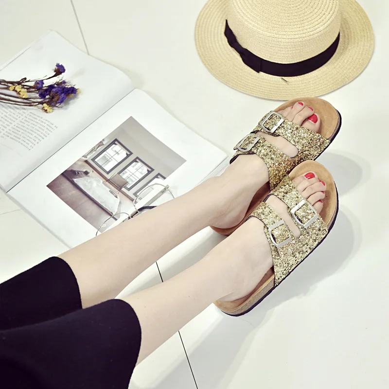 Г., летние женские шлепанцы модная обувь на платформе с блестками женские сандалии обувь на платформе домашние Вьетнамки, пляжные шлепанцы