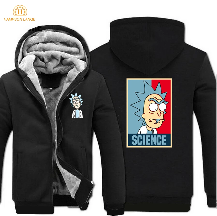 

Rick and Morty Science Thicken Hoodies Men 2019 Spring Winter Warm Casual Sweatshirts Harajuku Jackets Mens Tracksuit For Fans