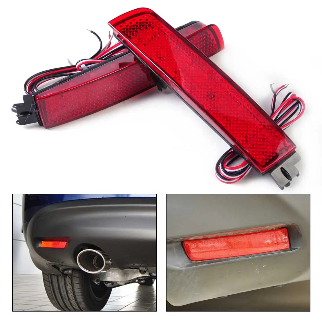 DWCX 26560 5C000 Red Lens LED Bumper Reflector Rear Tail Light Brake