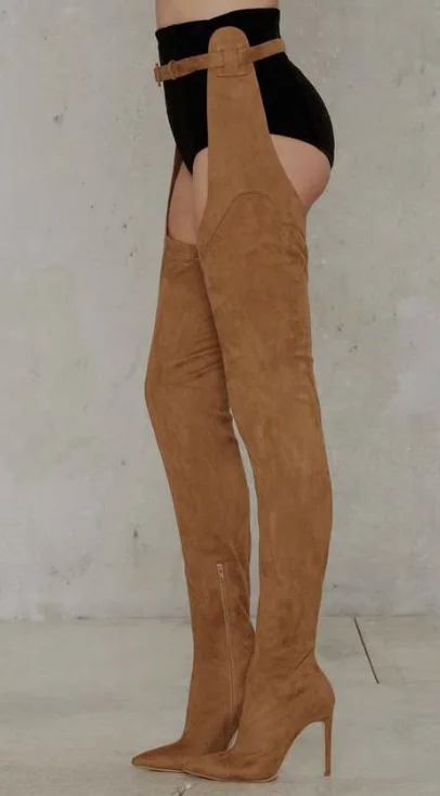 designer thigh boots