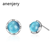 Anenjery простые изящные 925 пробы Серьги из искусственного серебра с кристаллами для женщин, подарок oorbellen S-E838