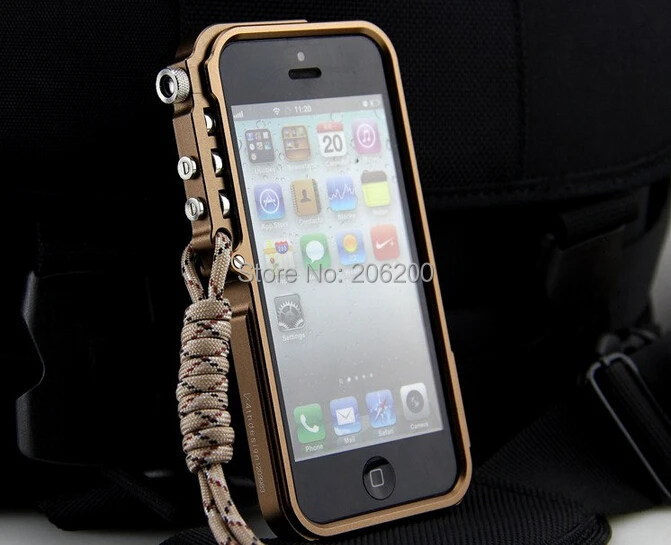 Tanie Dla iphone 5S aluminium metalowe narzędzie bez zderzaka CNC TRIGGER Tactical Edition case dla iphone 5 5S osłona ramy z lina wspinaczkowa