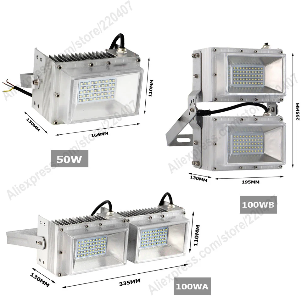 Светодиодный прожектор светильник AC85-265V IP67 потолочные светильник 50 Вт 100 150/200/400/600W SMD2835 Epistar чипы COB светодиодный Spor светильник дома и на открытом воздухе светильник s