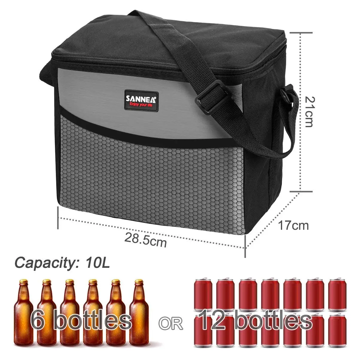 

Portable 9.5L Picnic Bags for Camping & Hiking Oxford Waterproof Lunch Bag 27 * 17 * 21cm Grey Adjustable Keep Temperature