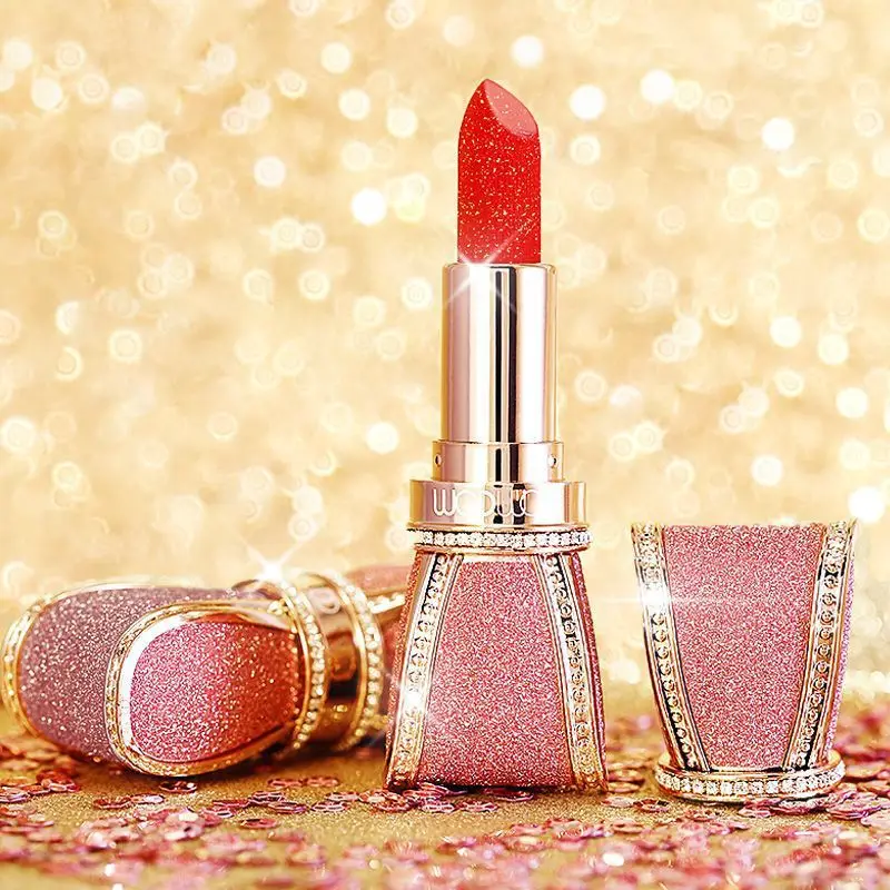 

6 Color Velvet Rhinestone Bow Lipstick Matte Waterproof Diamond surface Lip stick Long Lasting Moist Non-stick Cup Makeup Gift