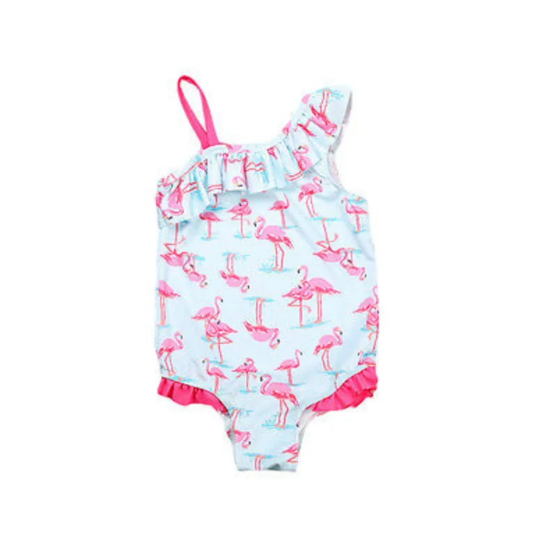 Lovely Toddler Kids Baby Girls Flamingo Ruffles One Piece Swimsuit Swimwear Summer Beach Biquini Bathing Suit Bikini Beachwear | Спорт и