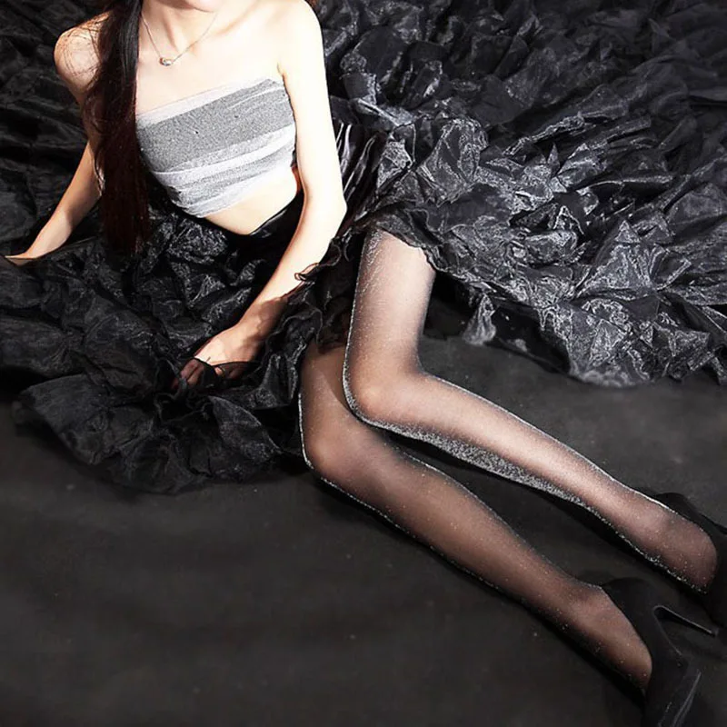 Glitter Stockings for Girls Charming Shiny Pantyhose Summer Glossy Tights Female Stocking