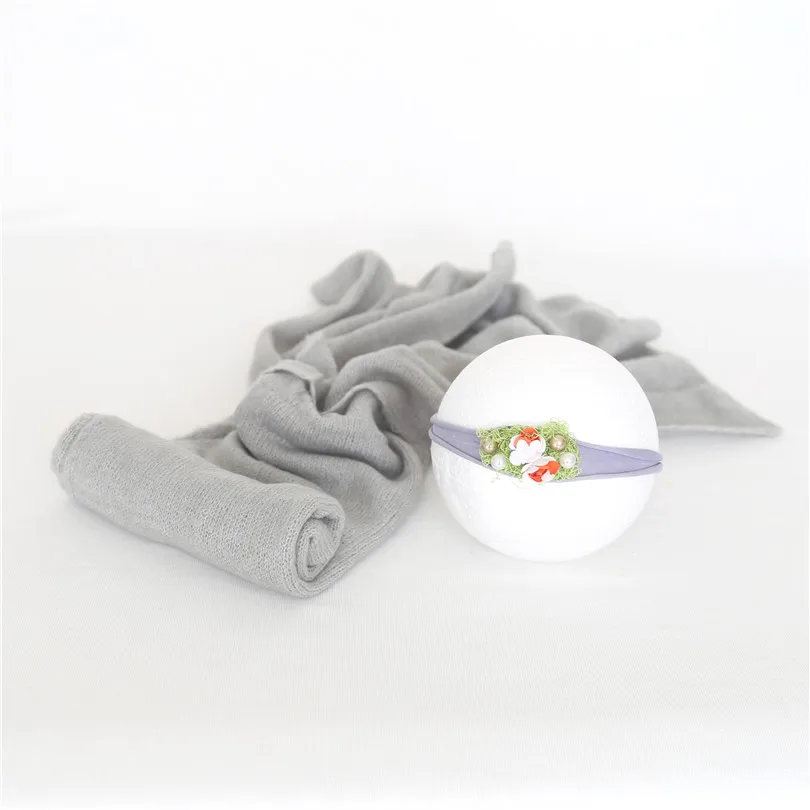 Эластичная вязаная пеленка и повязка на голову, комплект для новорожденных, реквизит для фотосъемки, трикотажный свитер, обертывание