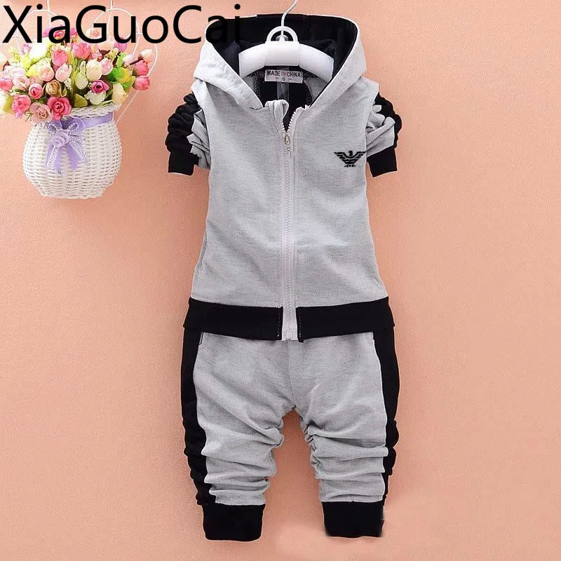 

Winter Children's Sets Fashion Zipper Casual Boys Coats and Pants Letter Hooded Zipper Children's Suits