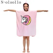 N-olsollo мультфильм 3D Животные розовые детские пляжные полотенца купальные халаты с капюшоном пуговицы Модные шали