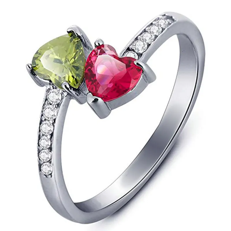 

Double Heart Cubic Zirconia Rings for Women Fashion Silver Rings Engagement/Wedding/Party Jewelry Dropshipping