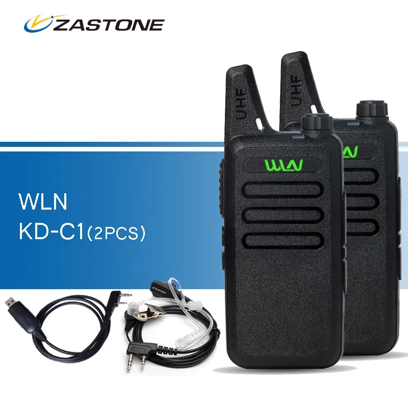 2pcs lot WLN KD C1 Black Walkie Talkies UHF 400 470 MHz Ham Radio Handheld Transceiver