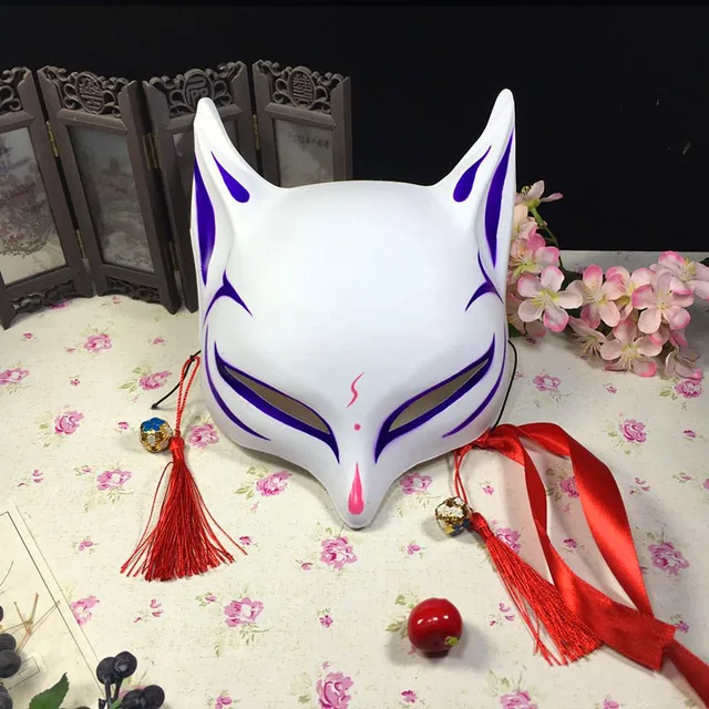 Adult Japanese style Fox COS Mask Cosplay Halloween Anime DIY Colorful