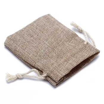 

20x Bag Pouch Jewelry Stone Diamond Bourse Linen 95x75mm