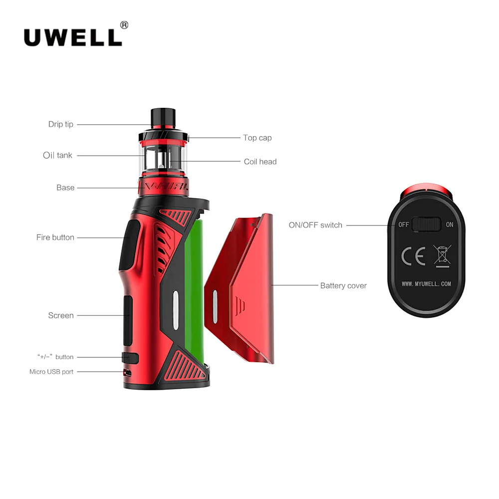 Оригинальный Uwell Hypercar Kit с 80 Вт Mod без 18650 батареи 1.8ohm нихромовая катушка 3 5 мл Whirl Tank