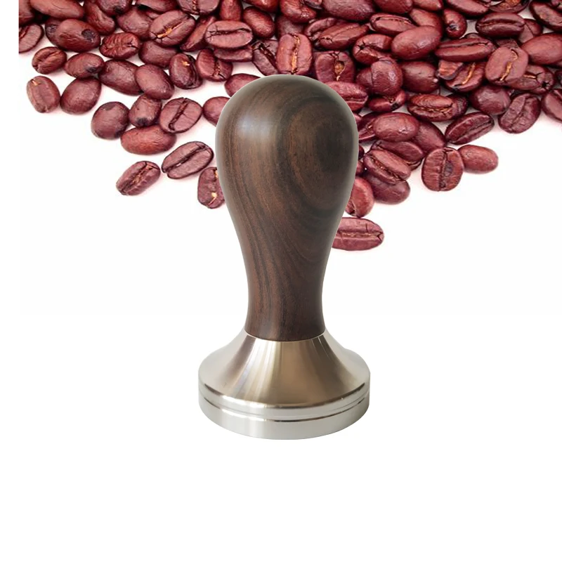 51mm/58mm Tamper for Coffee and Espresso, 304 Stainless Steel Base with Solid Wood Handle-in 